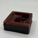 Geometric brown enamelled ashtray with a leather base (1960s-70s)