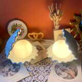 Rare pair of vintage shell lamps