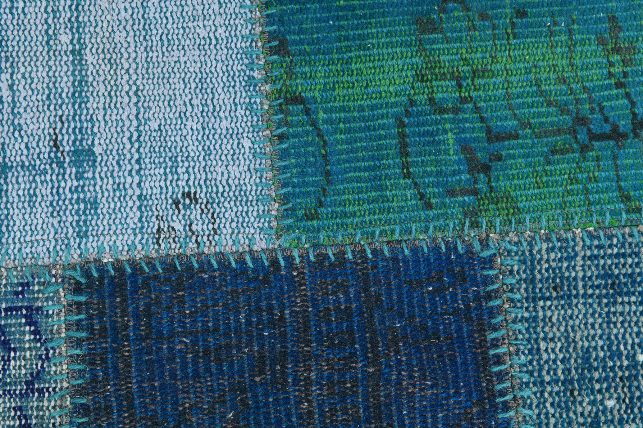 Oversized blue and green wool turkish carpets