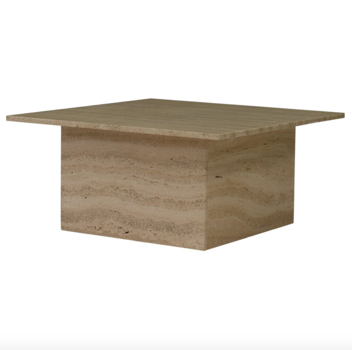 Square travertine coffee table, Italy 1970
