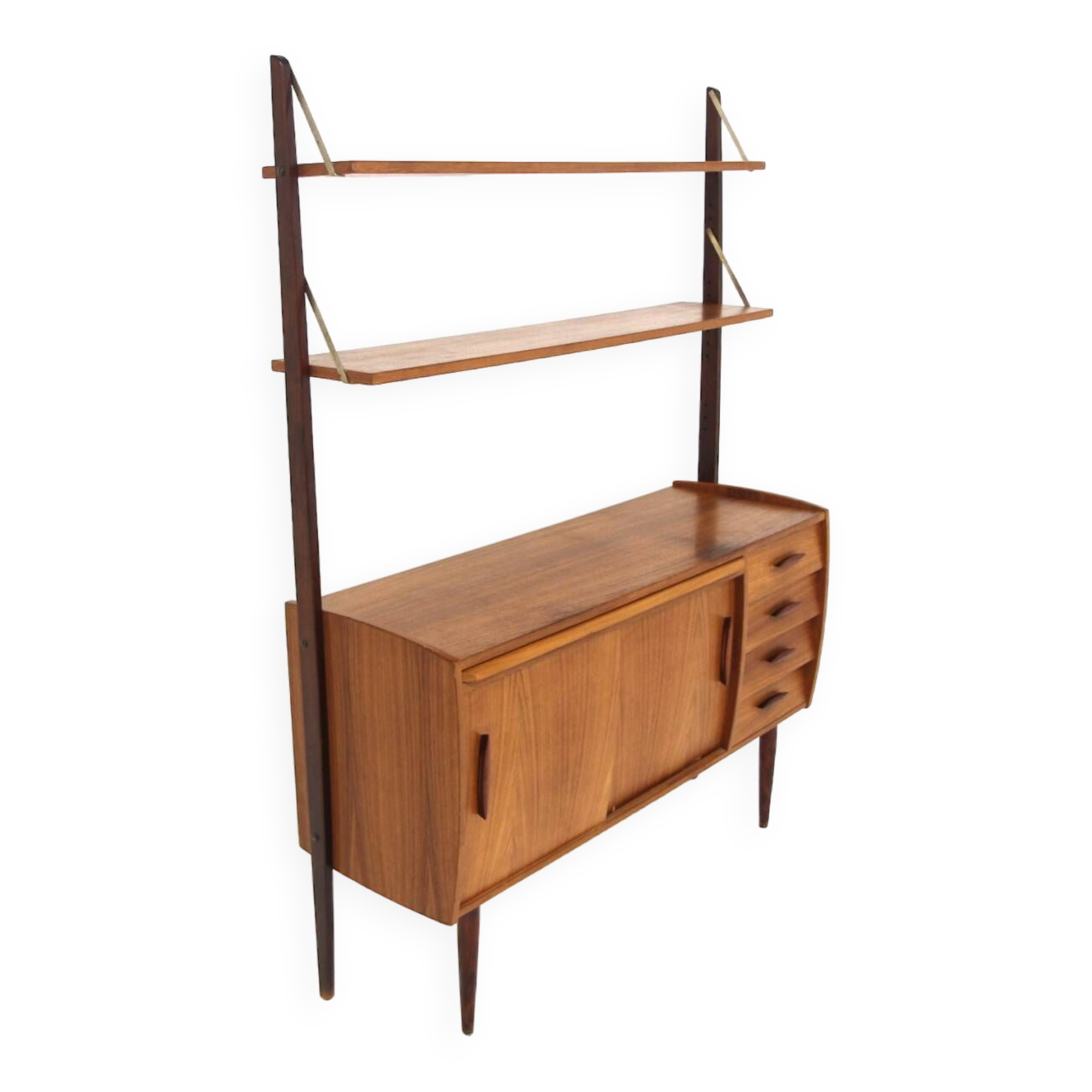 Scandinavian teak bookcase chest of drawers, Sweden, 1960