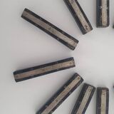 Ebony and chiseled metal knife holder set