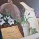 Oil painting on canvas flower and pot 100 x 50 cm
