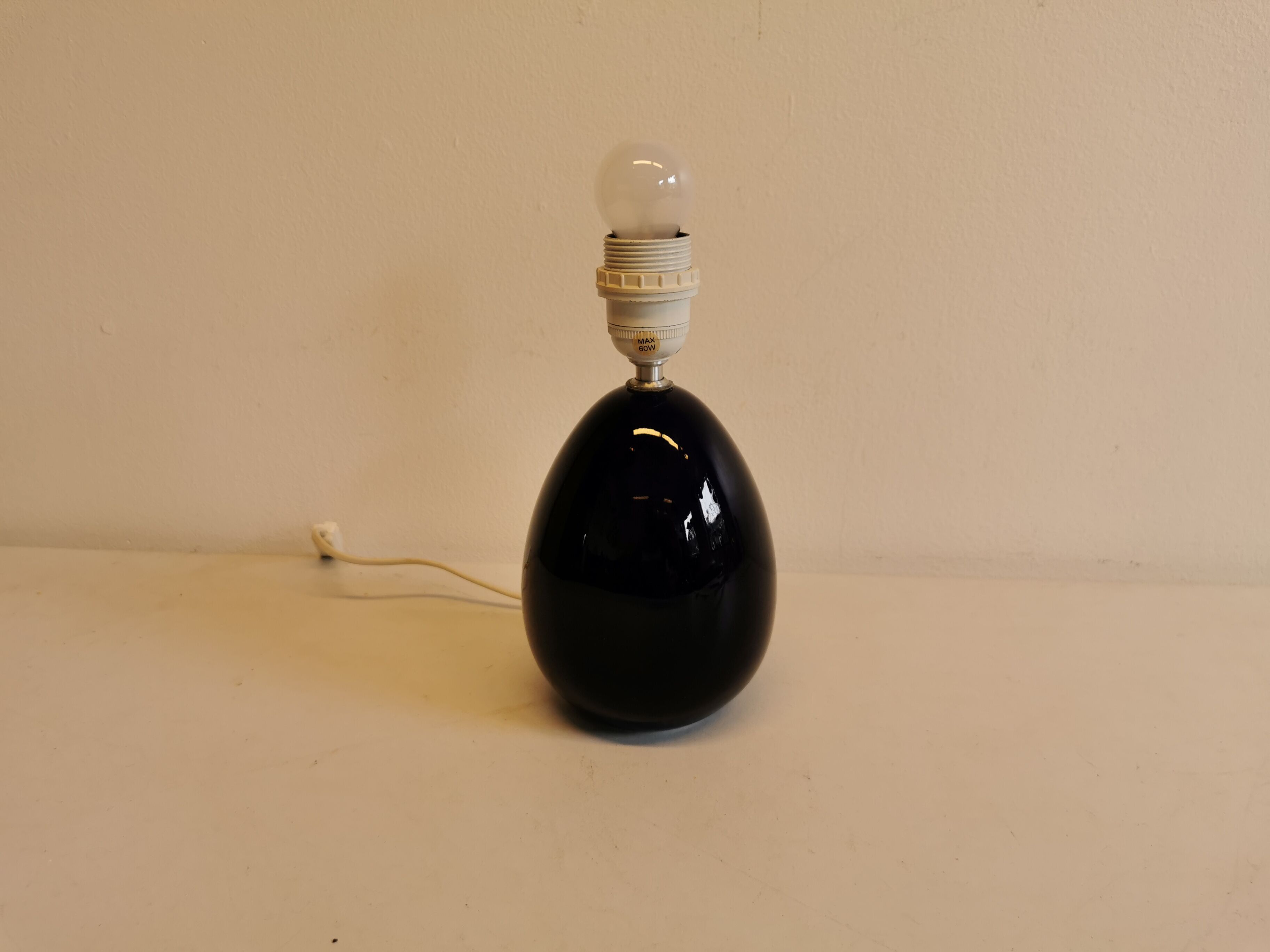 Small Table lamp in dark blue ceramic, made by Søholm ceramics Denmark.