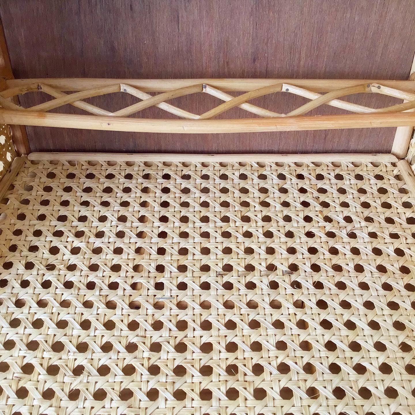 Vintage rattan and canning magazine holder