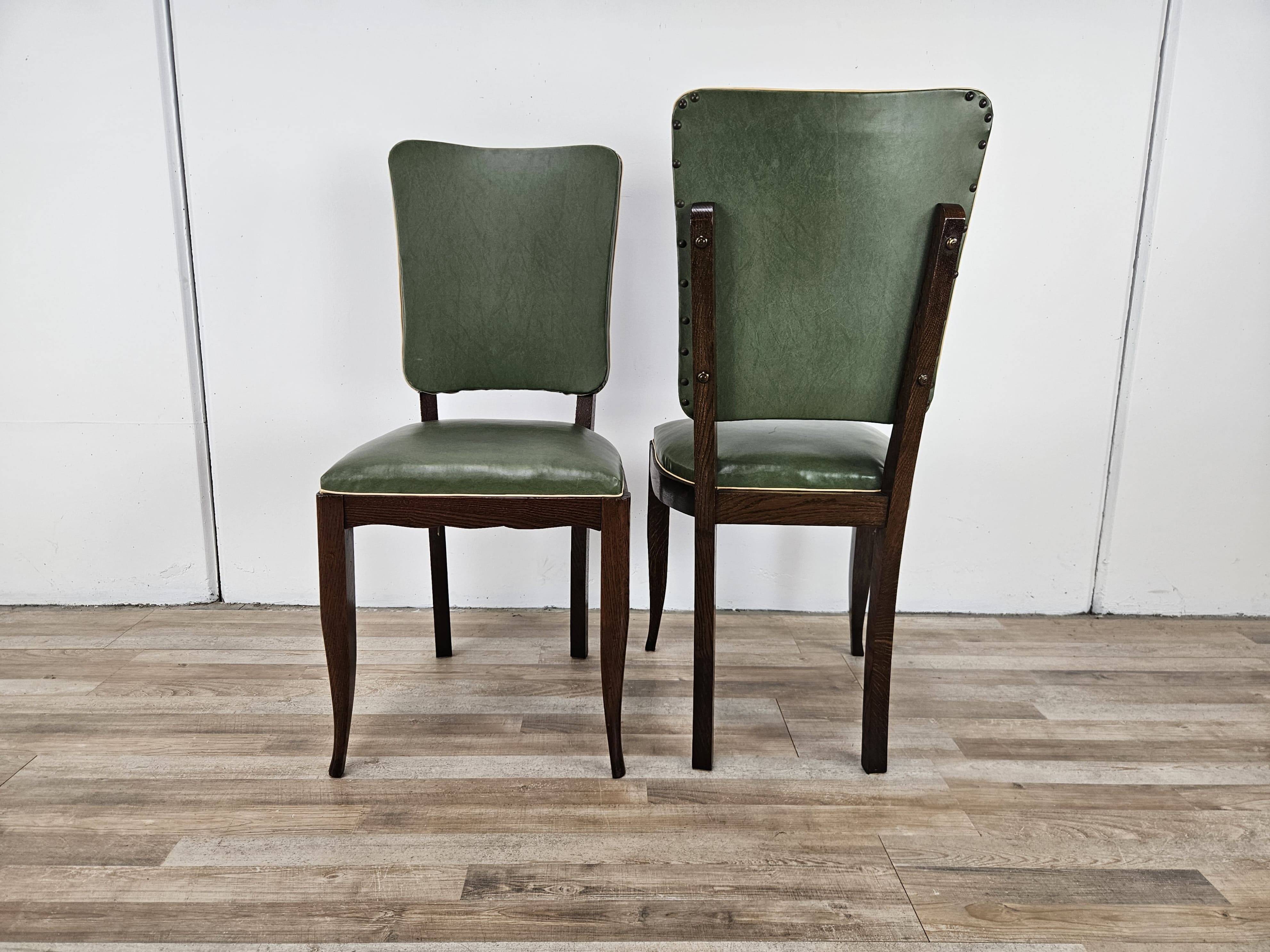 Set of 8 Art Decò oak dining chairs, 1950