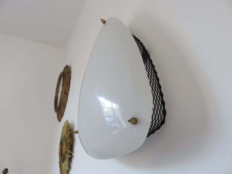 Perspex and expanded metal wall light from the 50s and 60s
