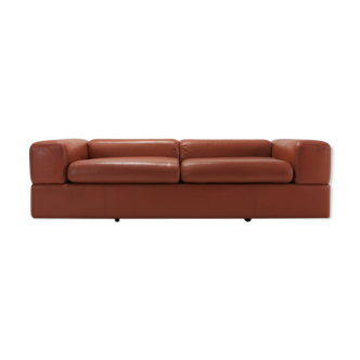 Minimalist cognac leather sofa by Tito Agnoli for Cinova 1960