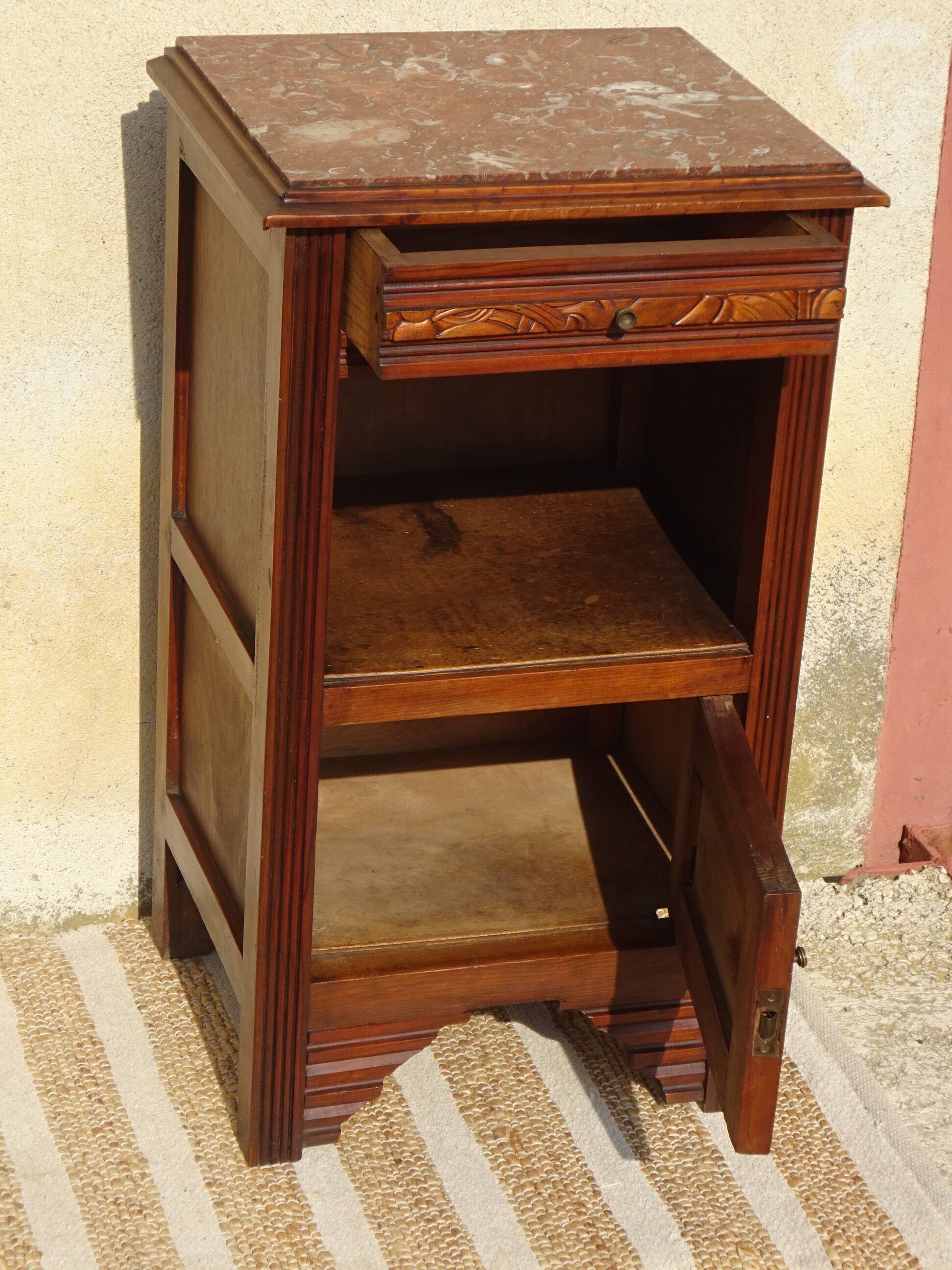 Art Deco period bedside table with marble top