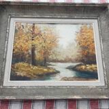 Tableau ancien "paysage d'automne" France milieu XXème