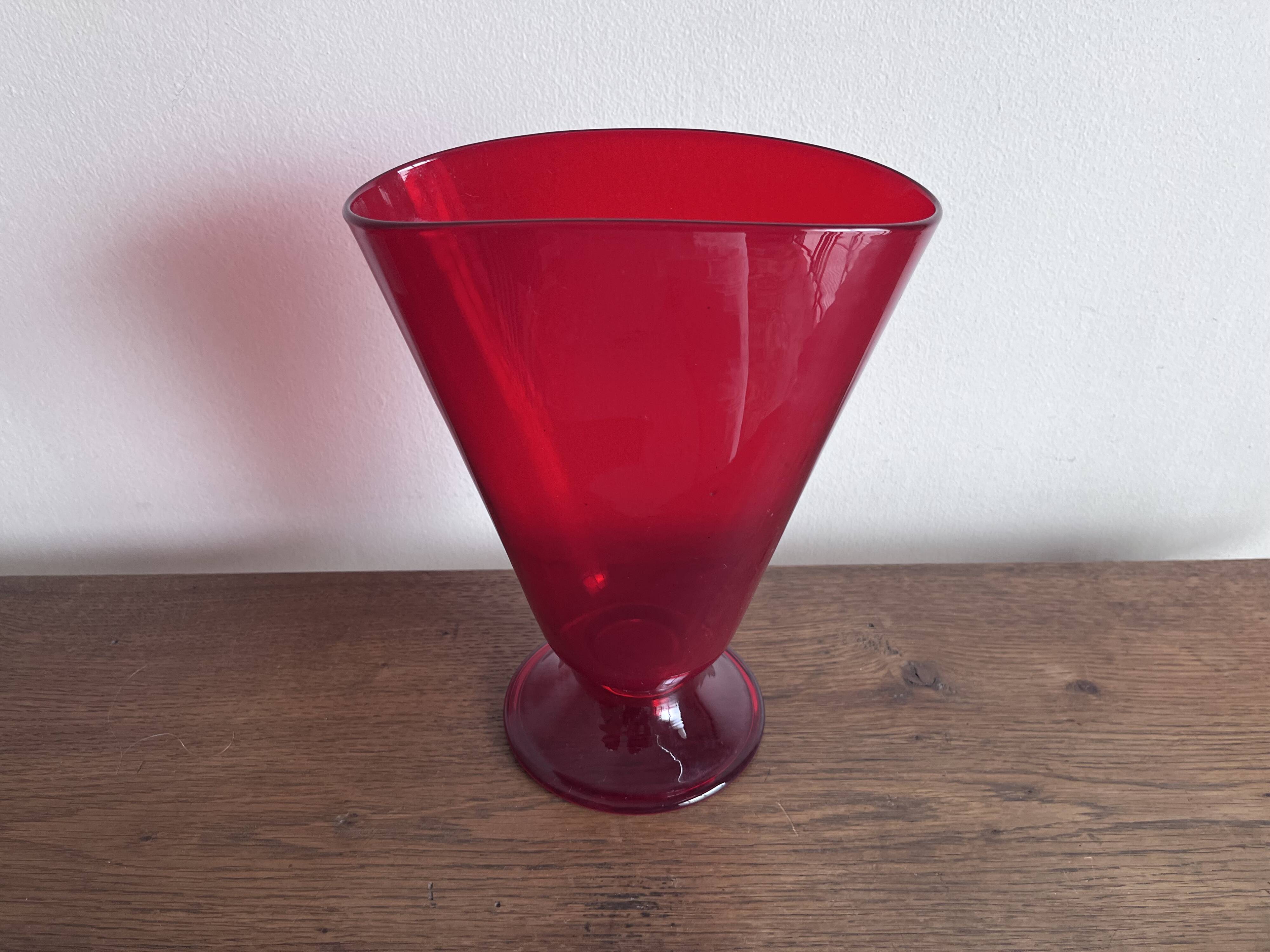Vase éventail Empoli rouge 1950 XL
