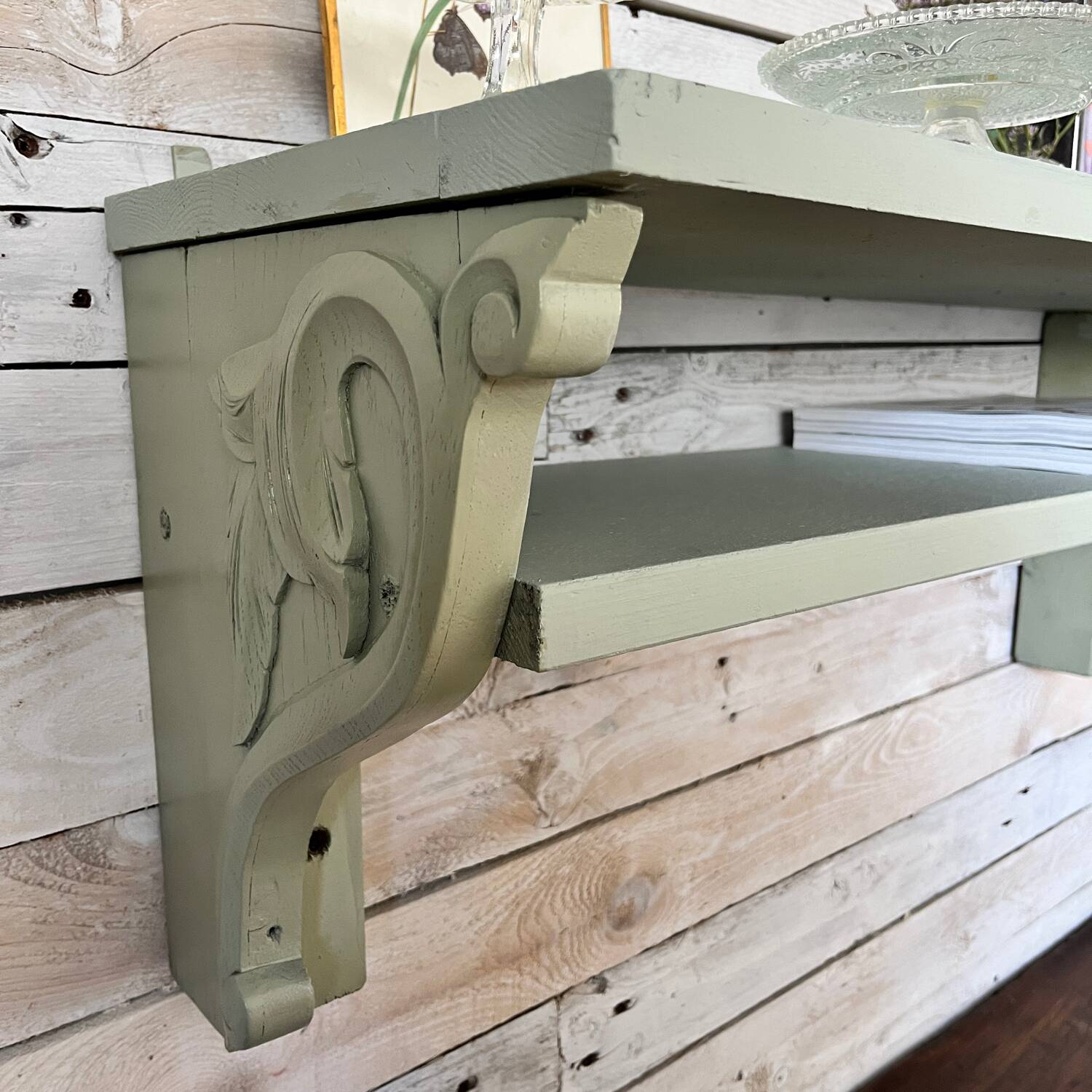 Celadon solid wood shelf