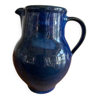 Blue ceramic pitcher signed Laboute