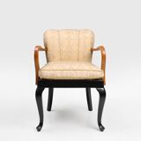Art Deco side chair in beech wood, France 1940s