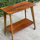Scandinavian art deco serving trolley 1950 double top gilded rosewood