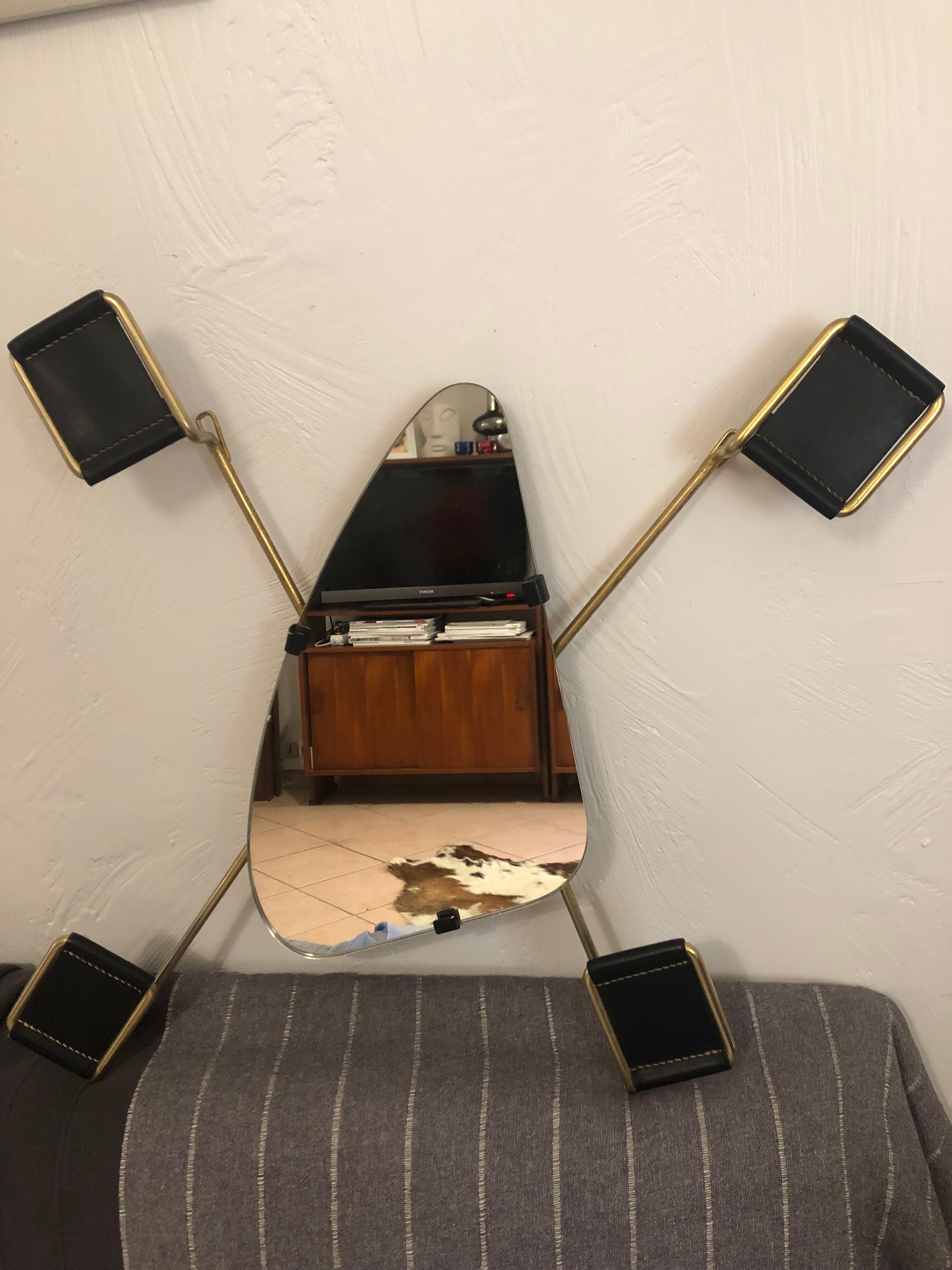 Miroir et portemanteau mural  vintage années 50