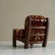 Brutalist lounge chair in solid oak and velvet from the 1960s.