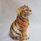 Vintage animal sculpture in Italian ceramic depicting a tiger cub.