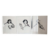 Set of three paintings by Anne Salaün.