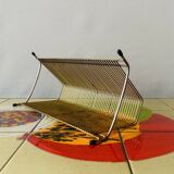 Vintage record holder in gold metal - for 50 vinyls