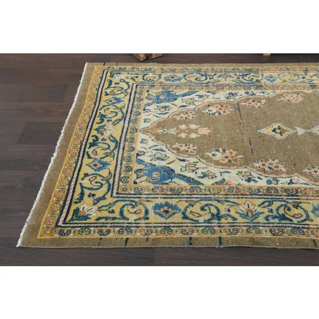 Vintage Turkish Oushak Handmade Wool Cotton Brown Runner Rug 127x310