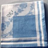 White and blue damask tablecloth 1m50 x 1m50