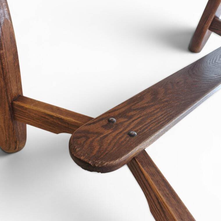 Solid oak dining table, brutalist, 1950.