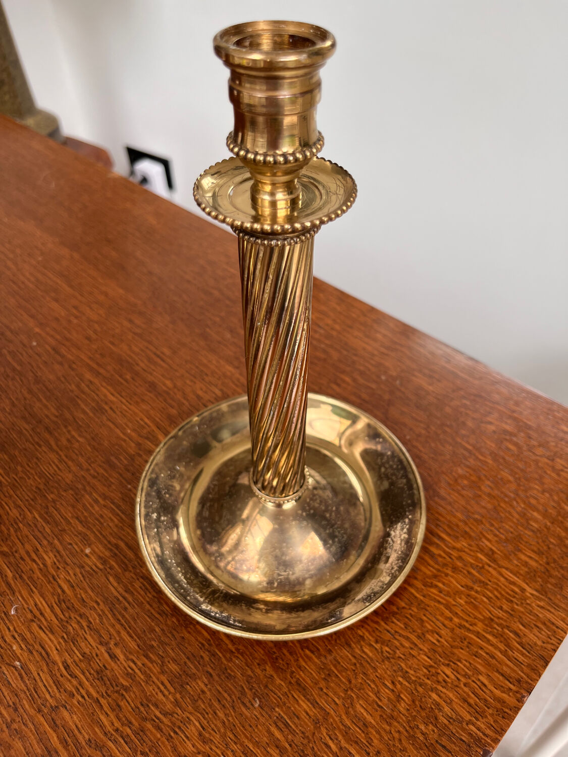 Pair of Lecellier Villedieu brass candlesticks