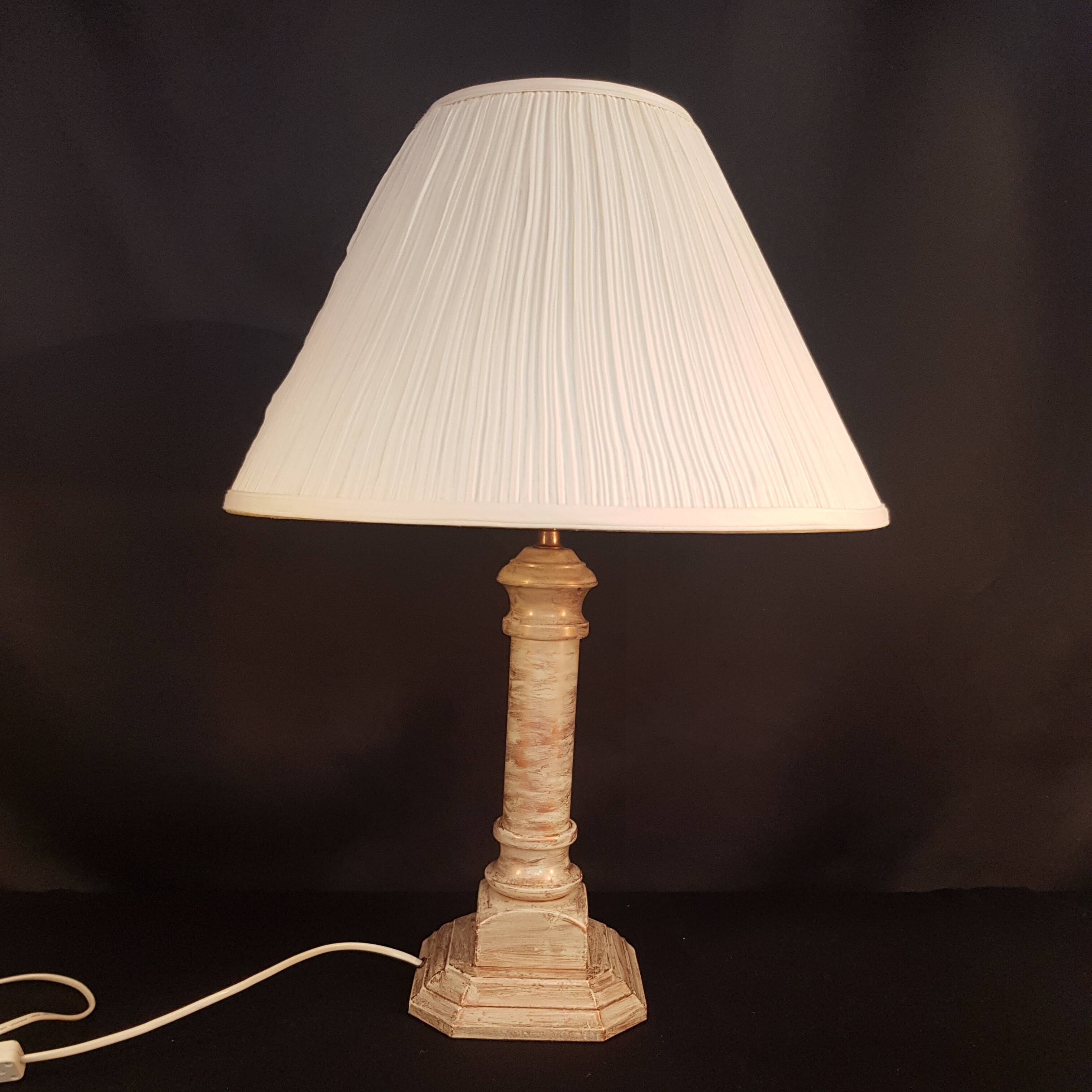 Metal table lamp and pleated lampshade