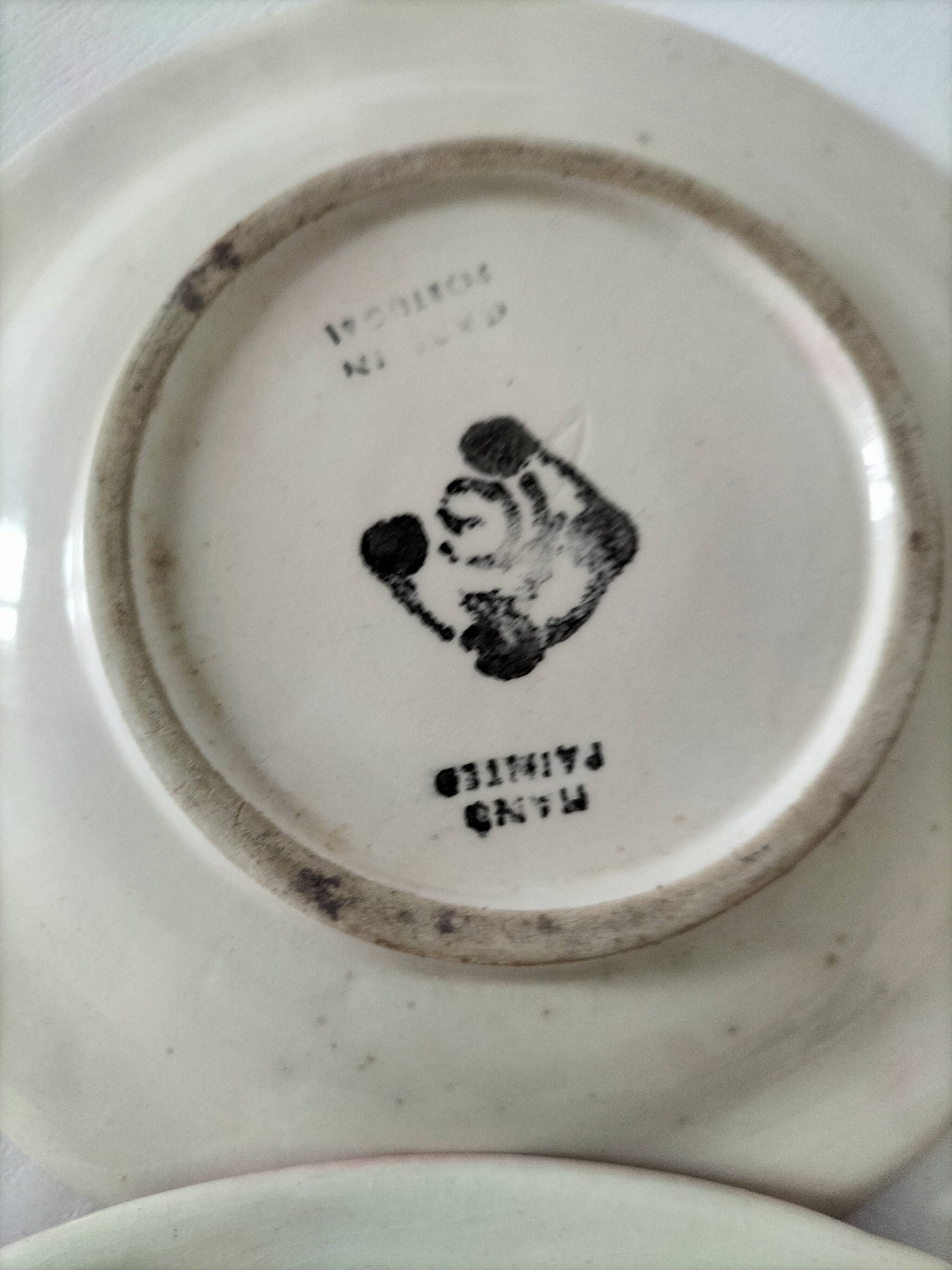 Two vintage leaf barbotine plates