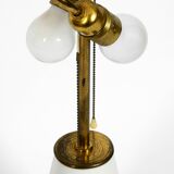 Large elegant 1960s KPM table lamp in porcelain and pleated silk lampshade