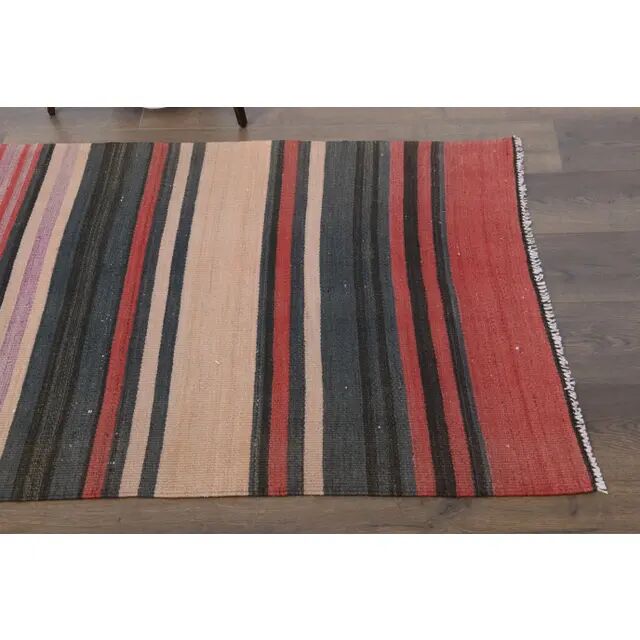 Tapis couloir turc Oushak fait main en laine et coton rouge des années 1970, 90x403.