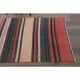 Tapis couloir turc Oushak fait main en laine et coton rouge des années 1970, 90x403.