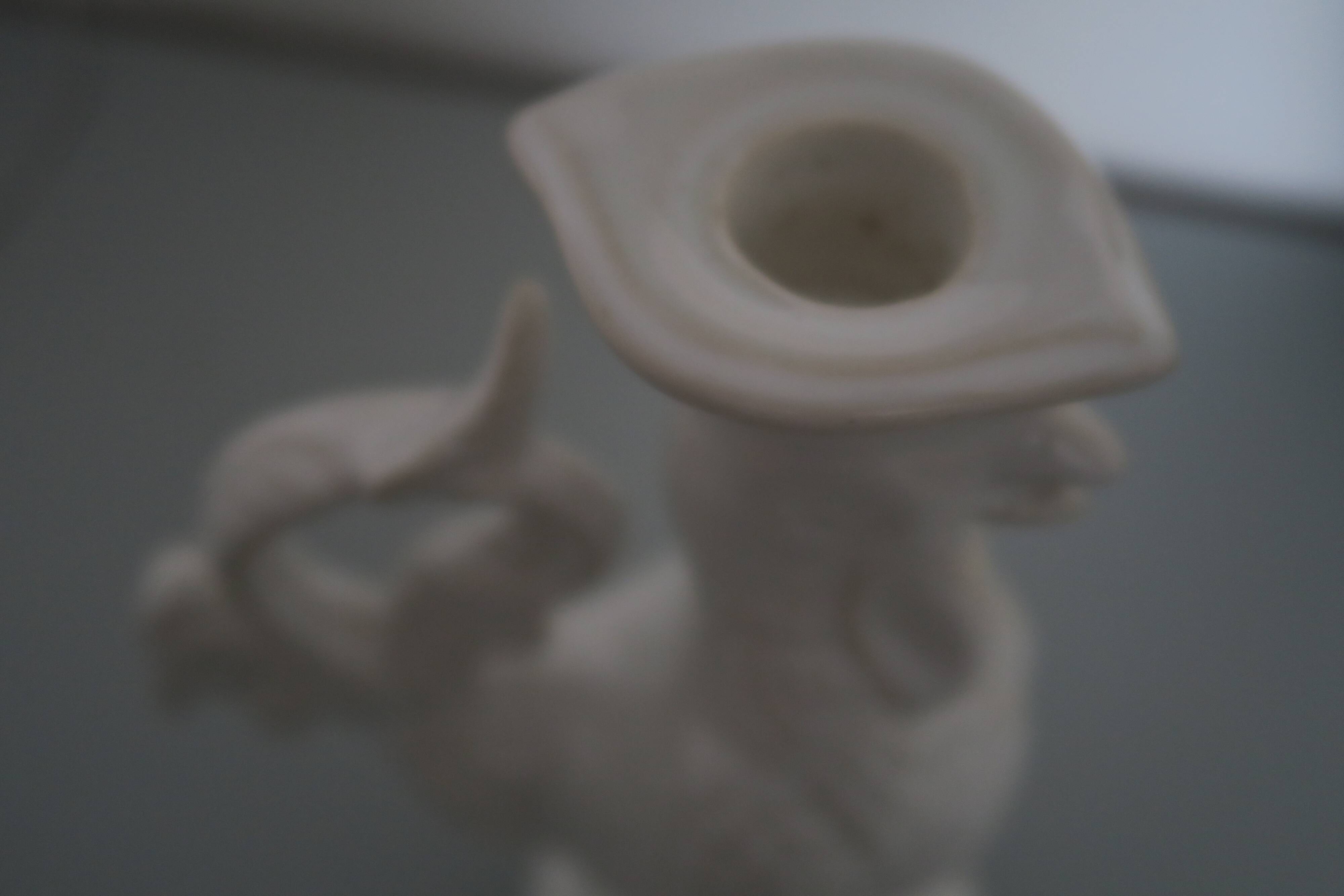 Rooster St Clément Pompadour candle holder White earthenware 27 cm