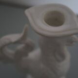 Coq St Clément  Pompadour bougeoir Faïence blanche 27 cm