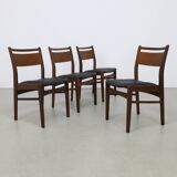 4x dining chair in teak, 1960s new upholstery
