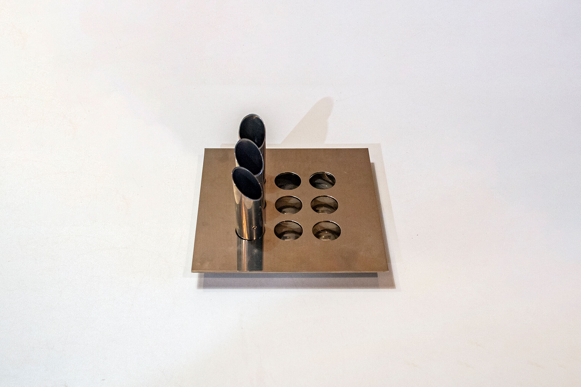 Steel flower holder sculpture by Mario Faggian for MAM, Italy 70s