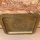 Antique Oriental Serving Tray Brass Chiseled Decor Vintage Kitchen