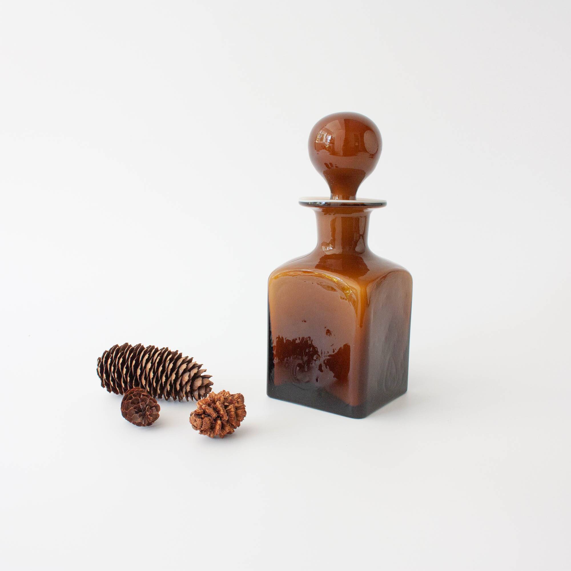 Vintage 1960s Brown Opaline Glass Bottle from Marinha Grande
