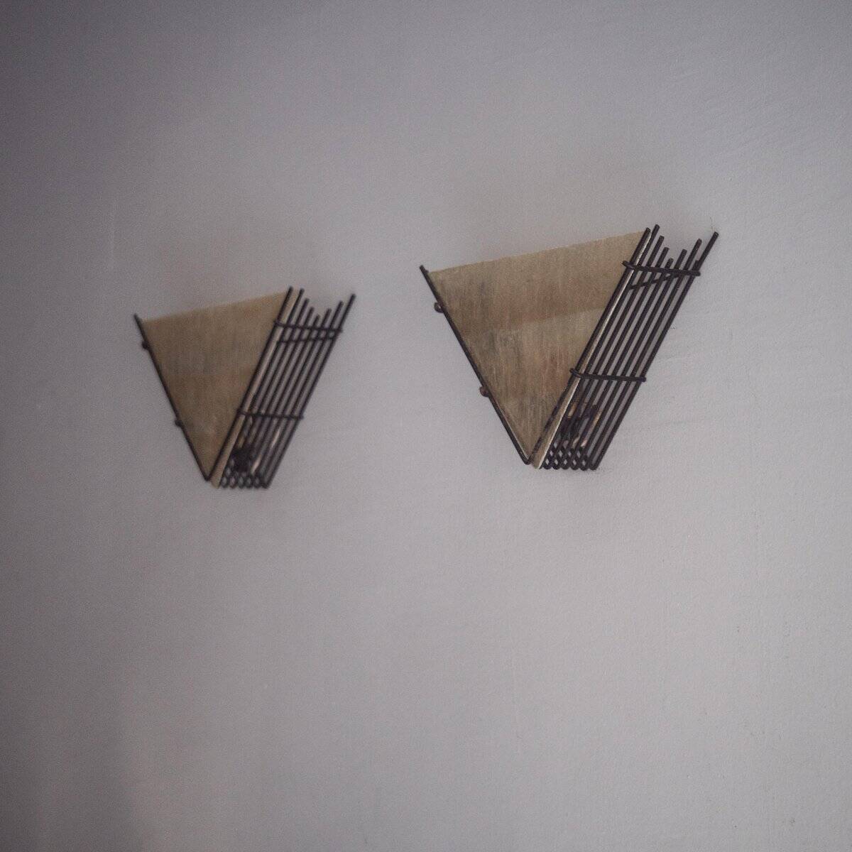 Vintage wall lamps in metal and fibreglass, 1960s, set of 2