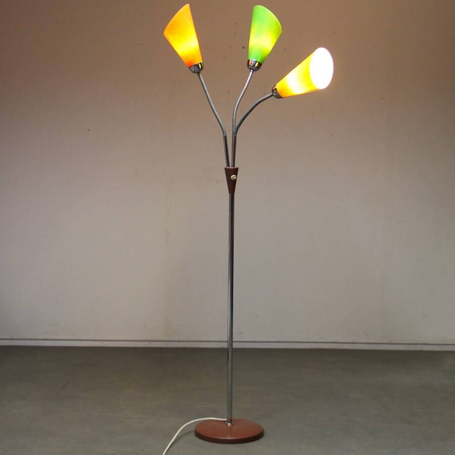 Vintage metal floor lamp produced by Lidokov, circa 1960
