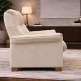 Modern Leather Sofa with Folding Backrest — Adjustable Contemporary Lounge