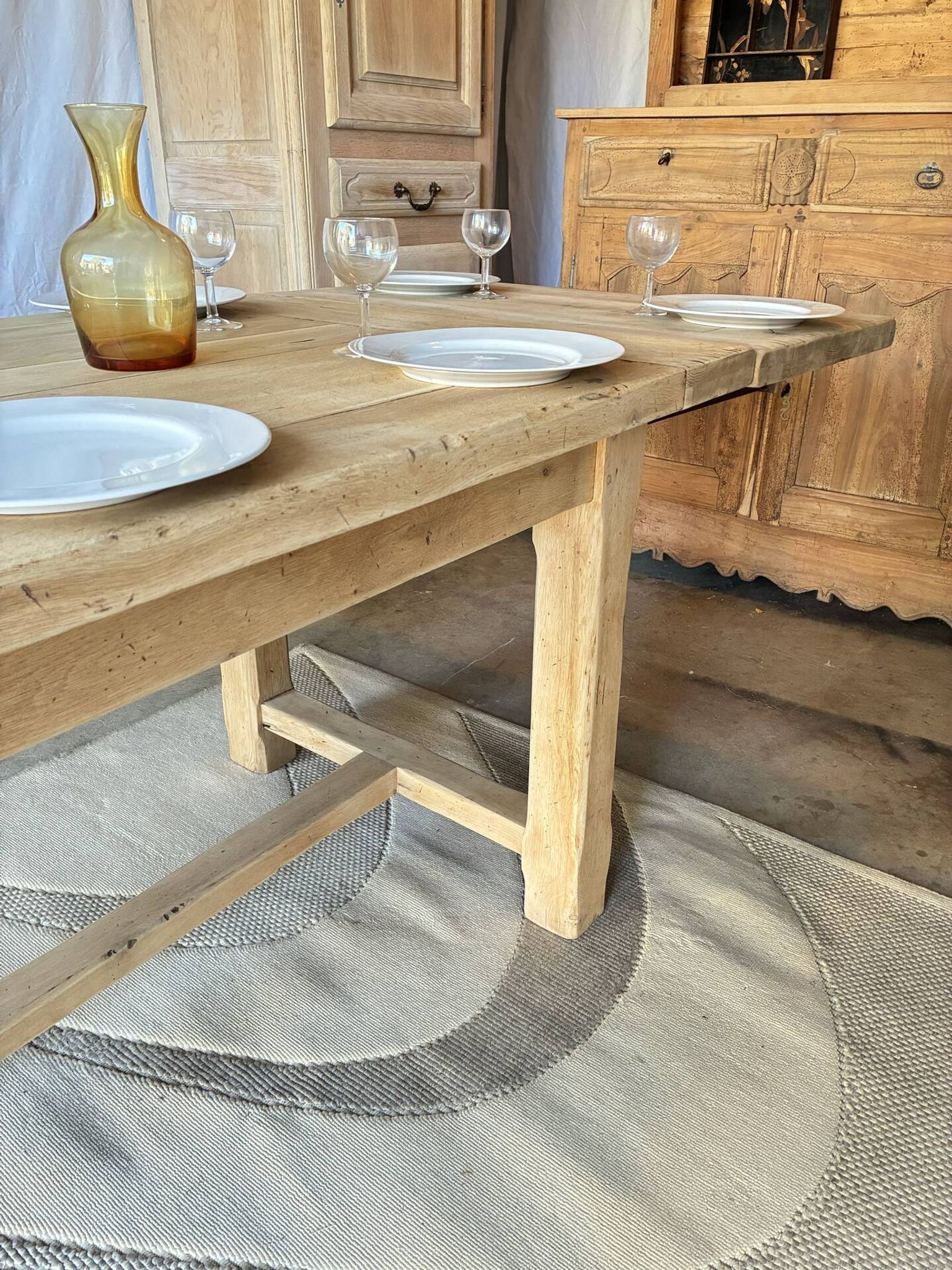 Table de ferme avec rallonges en chêne massif 