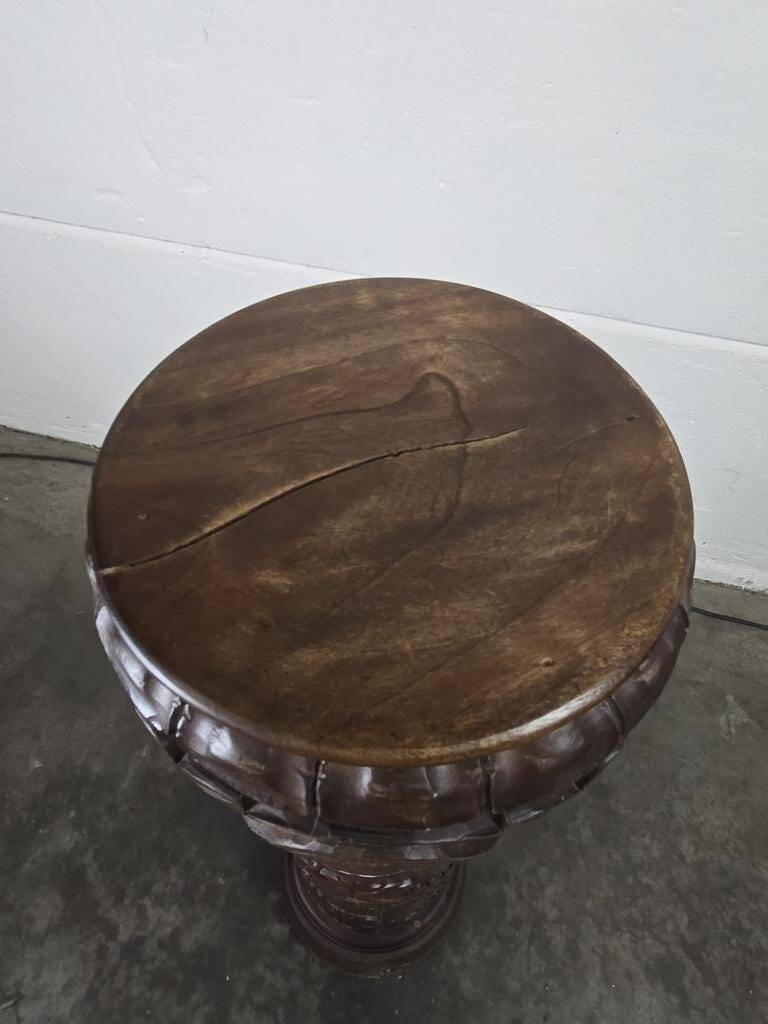 Vintage wooden column with carving