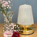 Vintage art deco globe table lamp in frosted glass