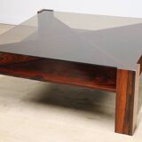 Scandinavian rosewood and glass coffee table Mobelintarsia - 1960