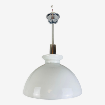 Suspension Bauhaus chrome et opaline