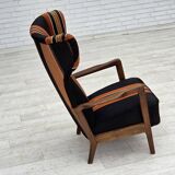 1960s, Danish highback armchair by Fritz Hansen, furniture wool, beech wood