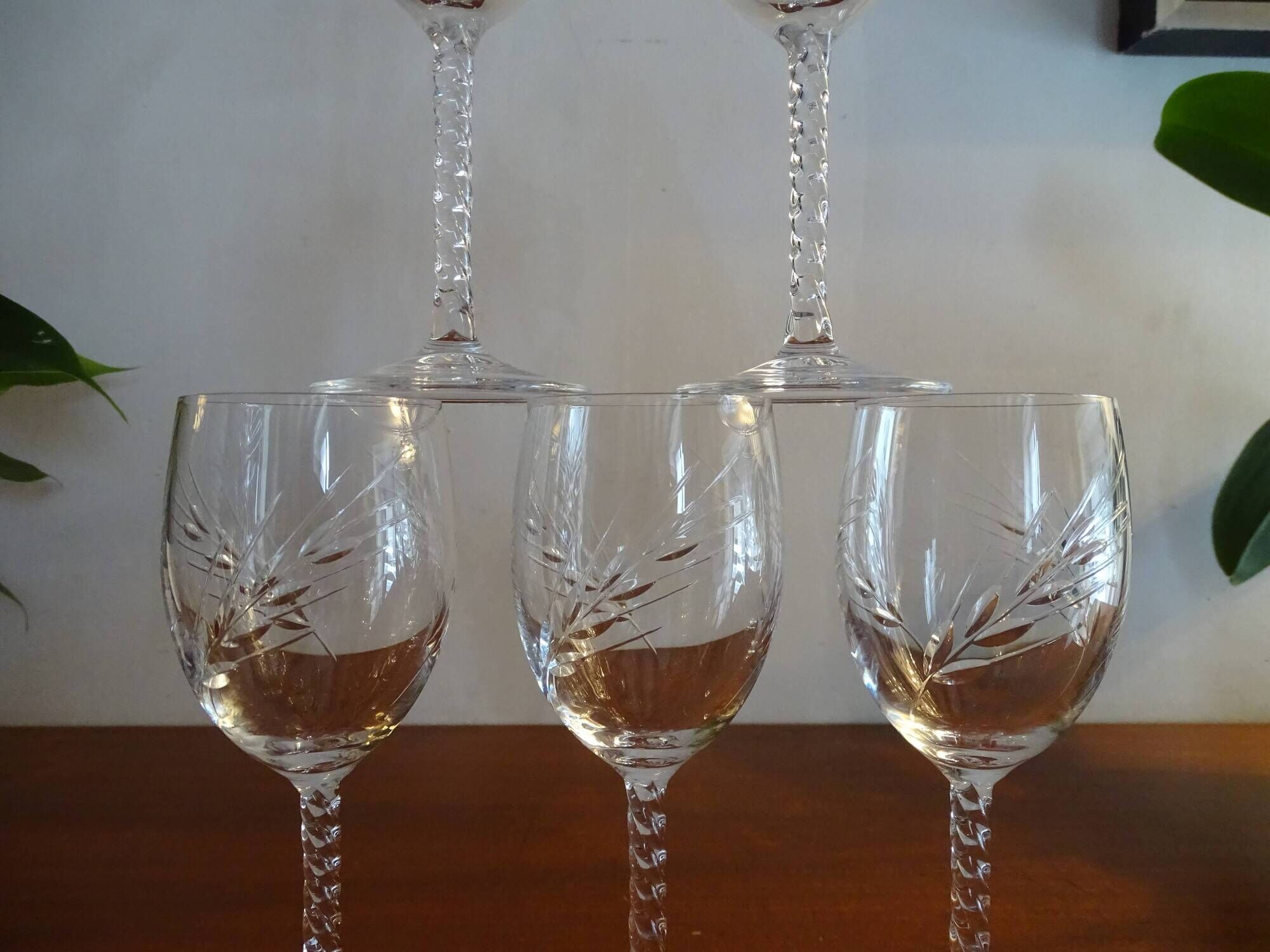 6 glasses of red wine crystal of Arques - Model fleury Epi signed - 17,6 cm
