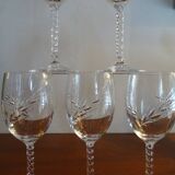 6 glasses of red wine crystal of Arques - Model fleury Epi signed - 17,6 cm